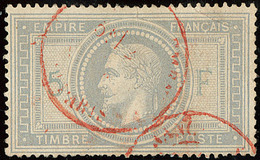 No 33a, Gris Bleu, Obl Cad Rouge, Def Mais TB D'aspect - 1863-1870 Napoléon III Con Laureles