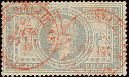 No 33a, Obl Cad Rouge Paris, Aminci Mais TB D'aspect - 1863-1870 Napoléon III Con Laureles