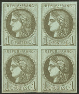 ** No 39I, Olive, Bloc De Quatre, Très Frais. - TB - 1870 Bordeaux Printing