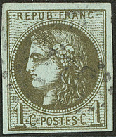 No 39IIIc, Olive Foncé, Pos. 8, Nuance Foncée, Obl Cad. - TB - 1870 Emisión De Bordeaux
