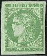 * No 42IIo, Vert-jaune, Avec Petite Variété D'impression "boule Blanche Sur Le Nez". - TB - 1870 Bordeaux Printing