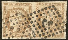 No 43Id, Paire Obl Ambulant "P P", Belle Nuance Foncée. - TB - 1870 Bordeaux Printing