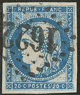 No 44Ic, Pos. 13, Obl Gc 1622, Pelurage Au Verso Mais Superbe D'aspect - 1870 Bordeaux Printing