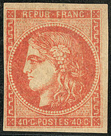 * No 48k, Rouge-sang Clair, Petite Marge Mais Filet Intact. - TB - 1870 Bordeaux Printing