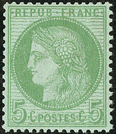 (*) No 53b, Vert Vif Sur Azuré, Légères Adhérences Sinon TB (N°Maury 2016) - 1871-1875 Ceres