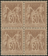 ** No 80a, Sépia Brun, Bloc De Quatre (deux Ex *), Très Frais. - TB - 1876-1878 Sage (Type I)