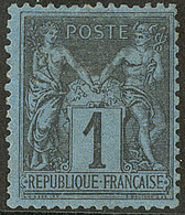 * Bleu De Prusse. No 84, Belle Nuance, Légère Adhérence Au Verso Mais Très Frais Et TB. - RR - 1876-1878 Sage (Type I)