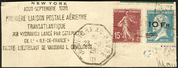 Ile De France. No 4 + Poste 189, Obl 23.8.28 Sur Fragment D'enveloppe Avec Griffe. - TB. - R - 1927-1959 Mint/hinged