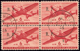 Poste Aéronavale Militaire. Bône. No 7, Bloc De Quatre Obl Cad 2.4.44. - TB - Military Airmail