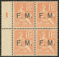 ** No 1, Bloc De Quatre Bdf Avec Mill. 1, Très Frais. - TB - Military Postage Stamps