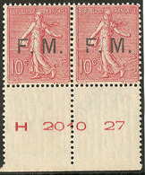 ** "F" Brisé. No 4a, En Paire Bdf Avec Normal. - TB - Military Postage Stamps