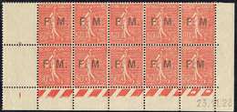 ** No 6, Bloc De Dix Encadré Sur Trois Côtés, Cd 23.11.28, Avec Les 3 Variétés 6b, C Et D. - TB - Military Postage Stamps