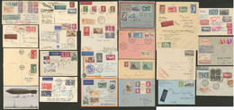 LETTRE 1925-1945 (Poste), 16 Enveloppes Et 8 CP, Affts Divers Dont 321(2), CA, Pexip, Etc., Obl Diverses Dont Recommandé - Collections