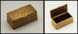 Boîte En Bronze Doré "Modern Style", Signée "Guenardeau" Sculpteur Et "Susse Frères" Fondeurs, Intérieur Palissandre, 3 - Stamp Boxes