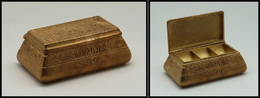 Boîte "Tiffany Studio NY" N°1184, En Bronze Doré, Série "American Indian", 3 Comp., 135x85x50mm, Superbe. - R (tirage 2/ - Stamp Boxes