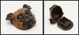 Boîte En Bronze De Vienne, "Tête De Chien Boxer", 1 Comp., 52x60x30mm, Superbe. - R - Stamp Boxes