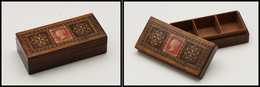 Boîte Tunbridge, Reine Victoria Sur Couvercle,  Comp., 92x42x15mm. - TB - Kisten Für Briefmarken