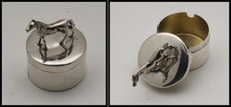 Distributeur De Roulettes En Argent, Avec Décor "Cheval", Marqué "Udall Et Ballou", H.65mm, Diam.45mm. - TB. - R (1ère P - Stamp Boxes