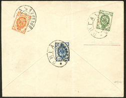 LETTRE Sans Teinte De Fond. No 39 (Mi. 45yF) + 38 + 43, Sur Enveloppe Recommandée De Riga 7.5.1907. - TB - Other & Unclassified