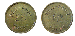 00035 GETTONE TOKEN JETON FICHA VENDING MACHINE BELL-FRUIT 2 1/2 P TOKEN - Altri & Non Classificati