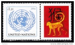 2016 ONU New York  Timbre Personnalisé Année Du Singe Year Of The Monkey ** - Other & Unclassified