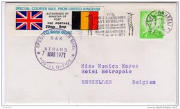 TIMBRE DE GREVE  BRITANNIQUE VERS  LA BELGIQUE - 1971 - Covers & Documents