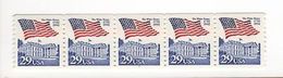 Strip Of 5-PNC # 7 -1992 USA Flag Over The White House Coil Stamp Sc#2609 Post Plate Number Coil - Roulettes (Numéros De Planches)