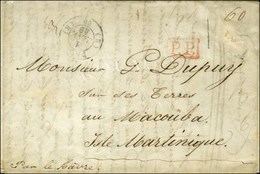 (E) PARIS (E) 60 1 JANV. 49 P.P. Rouge Sur Lettre Avec Texte Adressé Au Macouba, Ile Martinique. Au Verso, Grand Cachet - 1849-1850 Cérès