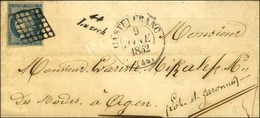 Grille / N° 4 Càd T 13 CASTEL FRANC (44) Cursive 44 / Luzech Sur Lettre Avec Texte Pour Agen. 1852. - SUP. - R. - 1849-1850 Ceres