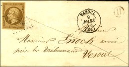 PC 3546 / N° 9 Bistre Brun Foncé (très Belle Nuance) Càd T 15 VESOUL (69) Sur Lettre Locale. 1854. - SUP. - R. - 1852 Louis-Napoléon