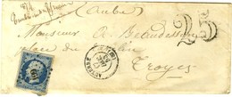 PC 199 / N° 10 Càd T 15 AUXERRE (83) Sur Lettre Insuffisamment Affranchie Pour Troyes Taxe 25 DT. 1853. - TB. - 1852 Luis-Napoléon
