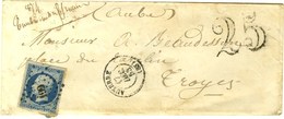 PC 199 / N° 10 Càd T 15 AUXERRE (83) Sur Lettre Insuffisamment Affranchie Pour Troyes Taxe 25 DT. 1853. - TB. - 1852 Luigi-Napoleone