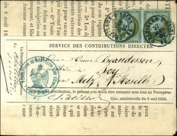Càd T 15 Bleu CHATILLON-S-SEINE 20 / N° 11 (1 Ex Pd) Sur Imprimé Complet Sous Bande Pour Scy Près Metz (Moselle). Au Ver - 1853-1860 Napoléon III