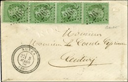 GC 2682 / N° 20 Bande De 4 Càd T 24 NONZA (19) Sur Lettre Pour Centuri. Au Verso, Càd T 24 D'arrivée. 1870. - SUP. - R. - 1862 Napoléon III