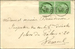 Càd T 16 JUSSEY (69) 31 DEC. 72 / N° 35 Paire Sur Enveloppe Carte De Visite Pour Vesoul. Au Verso, Càd D'arrivée 2 JANV. - 1870 Siège De Paris