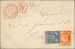 Càd Rouge (1) AFFRANCHISSEMENT (1) / PARIS / N° 38 + N° 79 Sur Lettre Recommandée Locale. 1878. Très Rare Association. - - 1870 Siège De Paris