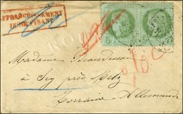 Càd T 17 VERSAILLES / N° 53 Paire Sur Enveloppe Carte De Visite Insuffisamment Affranchie Pour Scy (Lorraine) Taxée 0,10 - 1871-1875 Ceres