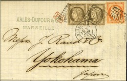 GC 2240 / N° 38 + 56 (2) Càd T 17 MARSEILLE (12) Sur Lettre Pour Yokohama. 1873. - SUP. - R. - 1871-1875 Ceres