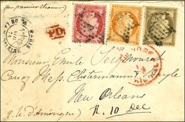 Etoile 3 / N° 38 + 56 + 57 Càd PARIS / PL. DE LA MADELEINE Sur Lettre Pour La Nouvelle Orléans. 1874. - TB. - 1871-1875 Ceres