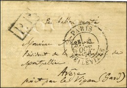 Càd PARIS / BELLEVILLE 4 OCT. 70 + P.P. Sur Lettre (petit Format) Adressée à Nimes. Au Verso, Càd D'arrivée 16 OCT. 70. - Guerra De 1870