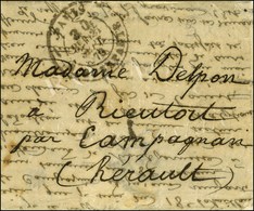 Càd Taxe 30 PARIS / R. BONAPARTE 25 SEPT. 70 Sur Lettre Pour Rieutort. Au Verso, Càd De Passage MONTAGNAC (33) 12 OCT. 7 - Krieg 1870