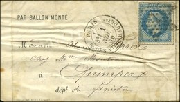 Etoile 7 / N° 29 Càd PARIS / R. DES Vlles HAUDRtes 1 NOV. 70 Sur Lettre PAR BALLON MONTE Pour Quimper. Au Verso, Càd D'a - War 1870