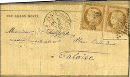 Etoile 7 / N° 36 Paire Càd PARIS / R. DES Vlles HAUDRtes 3 NOV. 70 Sur Gazette N° 4 Pour Falaise. Au Verso, Càd D'arrivé - War 1870