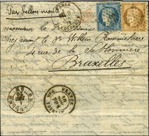 Etoile 25 / N° 36 + 37 Càd PARIS / R. SERPENTE 9 NOV. 70 Sur Lettre Pour Bruxelles. Au Verso, Càd De Passage FRANCE / PA - Guerre De 1870