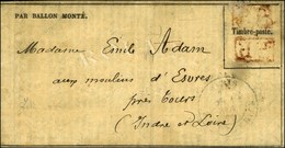 Càd PARIS / BD BEAUMARCHAIS 19 NOV. 70 + P.P. Rouge (2 Frappes) à L'emplacement Du Timbre Tombé Dans Le Service Sur Gaze - Guerre De 1870