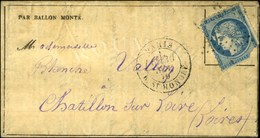 Etoile 11 / N° 37 (def) Càd PARIS / R. ST HONORE 30 NOV. 70 Sur Gazette N° 12 Pour Chatillon Sur Loire. Au Verso, Càd D' - Guerre De 1870