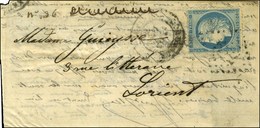 Lettre Avec Texte De Paris Non Daté Pour Lorient. GC 532 / N° 37 Càd T 17 BORDEAUX (32) 23 DEC. 70. Au Recto, Mention Ma - Guerre De 1870