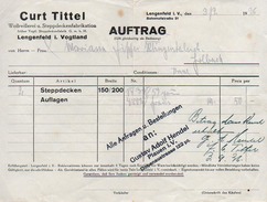 A6784 - Alte Rechnung - Lengenfeld - Curt Tittel - Wollreißerei Steppdecken 1936 - 1900 – 1949