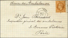 Etoile 4 / N° 28 Càd Type Spécial Sans Levée PARIS / R. D'ENGHIEN 15 MAI 71 Sur Lettre Pour Paris Avec Mention 'Service - Guerre De 1870