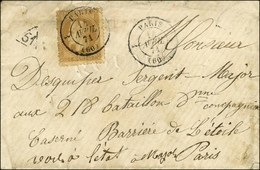 Càd De Rayon 1 PARIS 1 (60) 14 AVRIL 71 / N° 28 (infime Pli) Sur Lettre Avec Texte Daté De Paris Pour Un Miltaire à La B - Guerre De 1870